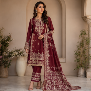3 Piece Unstitched Embroidered Suit | D#AM 1768 – Azure Dhanak