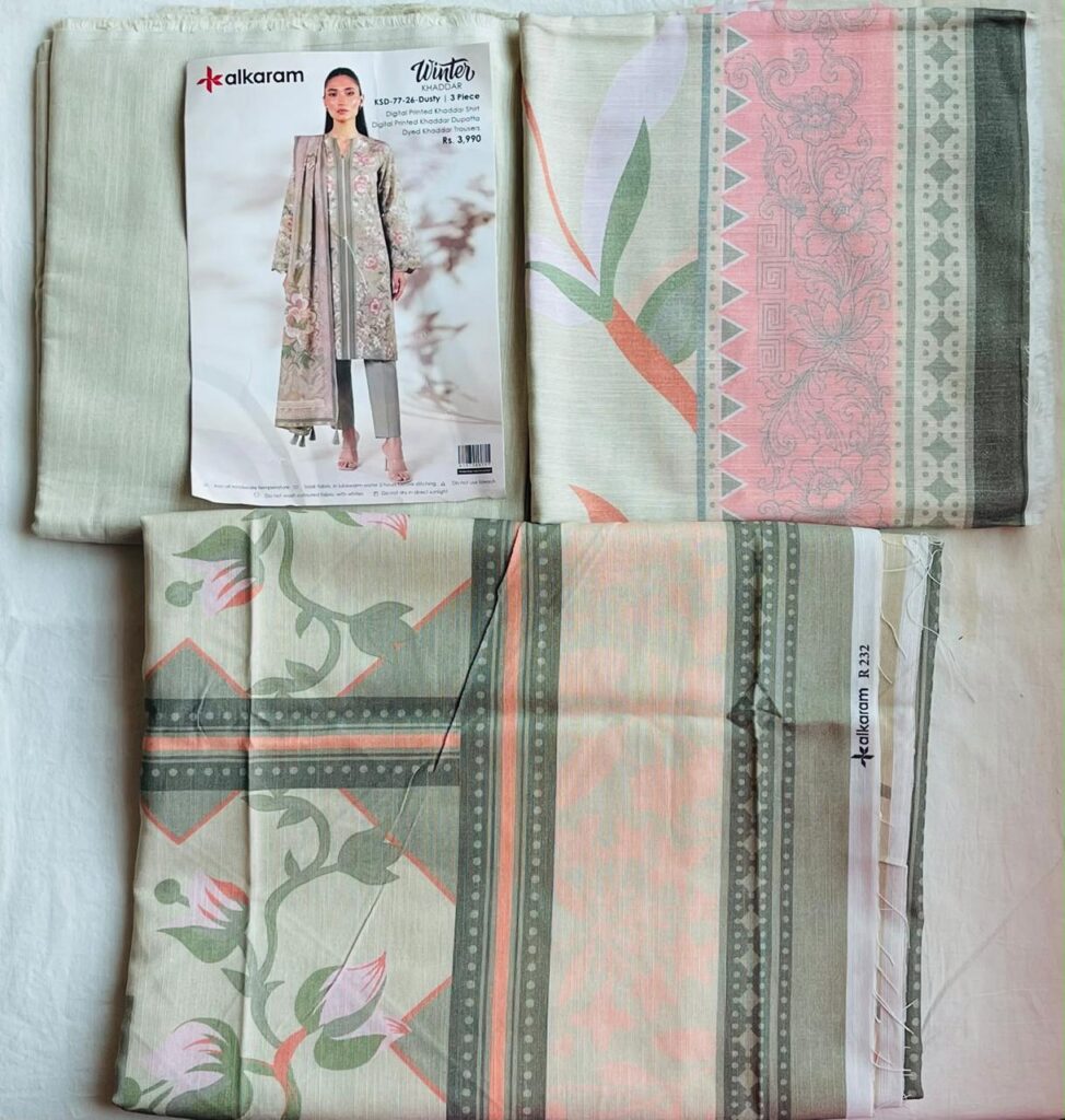 Alkaram khaddar fabric 3 peace winter collection