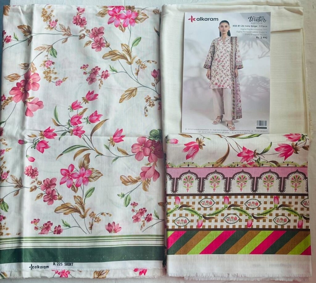 Alkaram khaddar fabric 3 peace winter collection