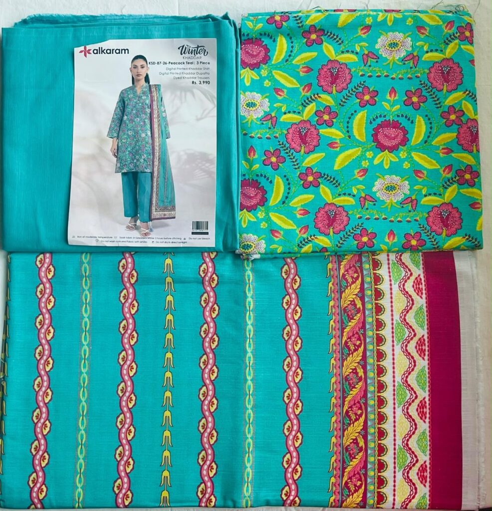Alkaram khaddar fabric 3 peace winter collection