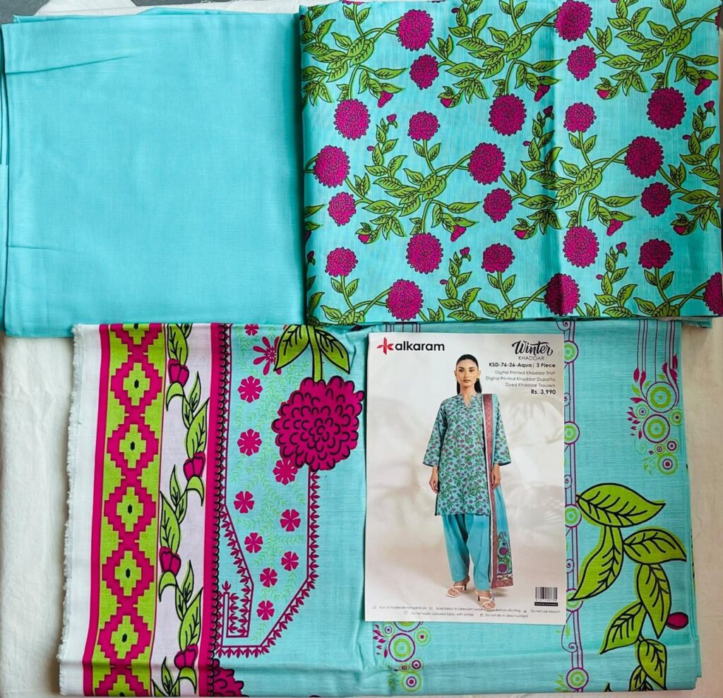 Alkaram khaddar fabric 3 peace winter collection
