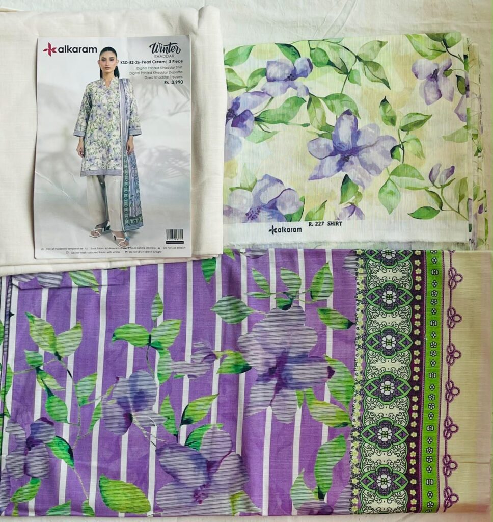 Alkaram khaddar fabric 3 peace winter collection